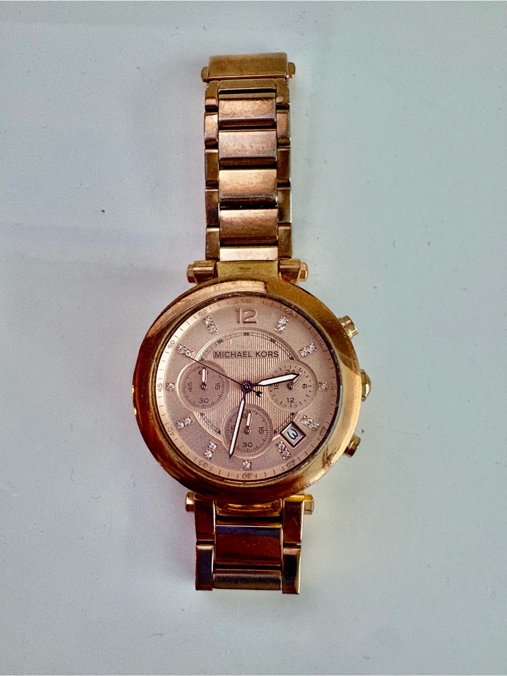 Michael Kors Rose Gold Chronograph Bracelet Watch with Crystal Markers